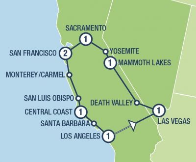 Map showing the Tour regions